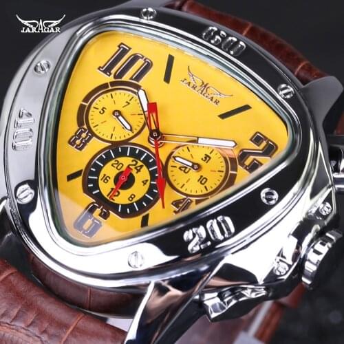 Luxury brand Leather Band automatic Mechanical Calendar Watches Mens Wrist Watches Jaragar military watch men waterproof