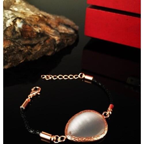 Dr Stone Natural Stone Women 'S Rose Gold Plated Cat 'S Eye Stone Bracelet 372887667