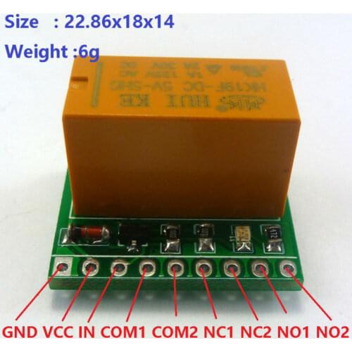 DR21D01 12VDC DPDT Signal Relay Module Dual Channel selector switch Board for LED Motor Toy car boat model aircraft Quadcopter