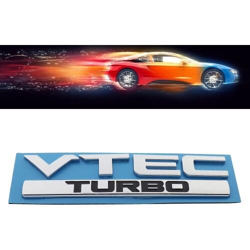 Chrome Black VTEC TURBO for JAZZ CIVIC Trunk Rear Nameplate Emblem Badge Sticker