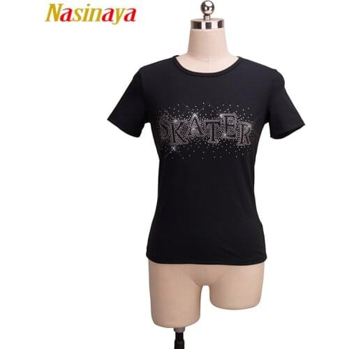 Customized Figure Skating T shirt Tops for Girl Women Training Competition Patinaje Ice Skating Gymnastics short sleeve 3