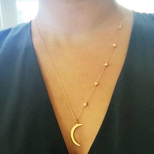 New Necklace Moon Pendant Necklaces for Women Star Tassel Chain Necklaces Jewelry Accessories Wholesale Collares 2021