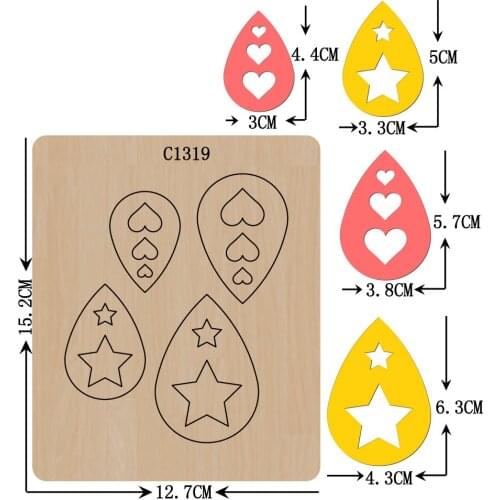 New Earrings, pendant Wooden die Scrapbooking C-1319 Cutting Dies Multiple sizes