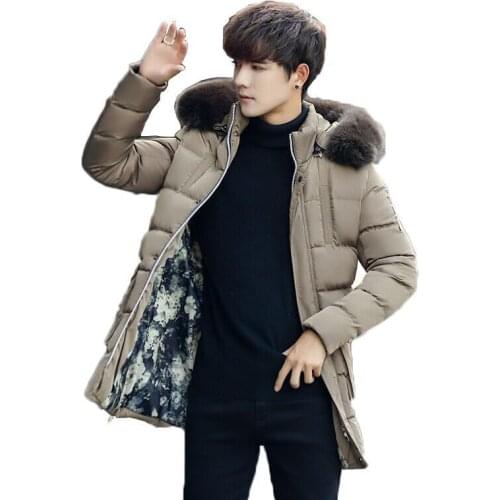 Cotton-padded Clothes Mens Mid-length Winter Thick Cotton-padded Clothes Warm Jacket Korean-style Slim Fit Mens Cotton Jacket