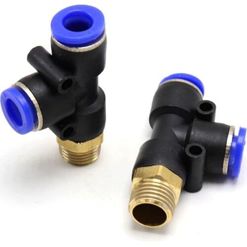 PD" Pneumatic Fittings 4mm to 12mm Hose Tube 1/4" 1/8" 3/8" 1/2"BSP Male Thread T Shape Tee Air Connector Pipe Coupler