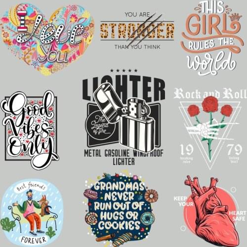 Simple And Personalized Letter Pattern Letter Patches for Clothing DIY T-shirt Heat Transfer PVC Patch Thermal Stickers