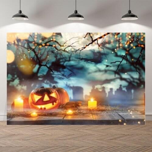 Seekpro Halloween Spooky Night Party Pumpkin Bokeh Photography Baby Background Photographic Backdrop For Photo Studio Shoot