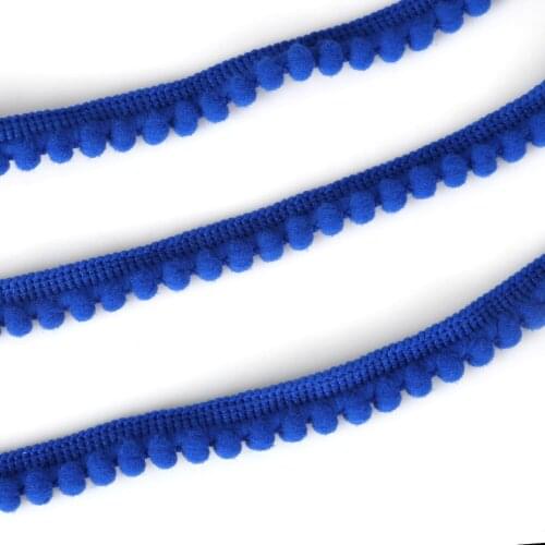 Blue PP Ball Pom Pom Trim Ball Fringe Ribbon DIY Sewing Accessory Lace Handcrafted Fabric Supplies 5 yards/lot