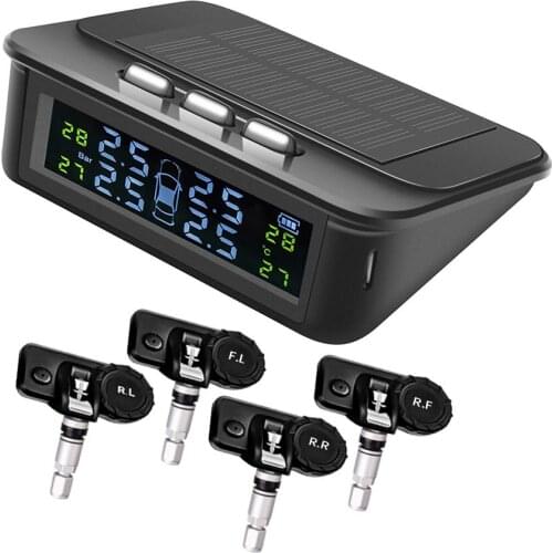 Solar Power TPMS Car Tire Pressure Alarm Monitor System Auto Security Alarm Systems Tyre Pressure Temperature Warning