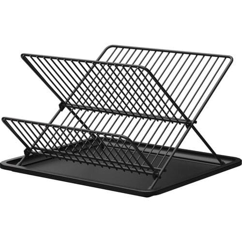 Dish Drying Rack with Drainboard Drainer Kitchen Light Duty Countertop Utensil Organizer Storage for Home Black