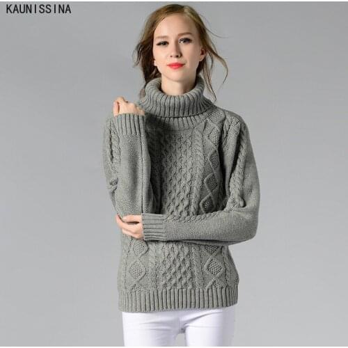 Knitted Sweater Women Casual Lady Pullover Sweater Female Autumn Winter Retro Jumper Turtleneck Sweater Thick Knitwear Plus Size
