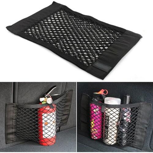 Universal Car Accessories Mesh Trunk Organizer Net Nylon Magic Sticker Storage Bag Pocket Cage Auto Organizer Seat Back Bag