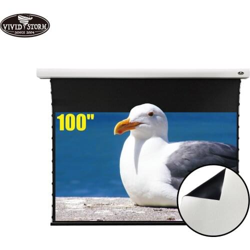 VIVIDSTORM 100 Slimline motorized tension Pull Down Screen projector for normal throw projector best choice in turn off room