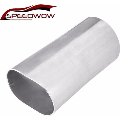SPEEDWOW Stainless Steel 3.0" Oval To 3.0" O.D. Round Transition Adapter Reducers Exhaust Transitions Pipe Car Exhaust System