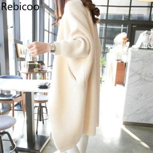 Women Long Cardigans Autumn Winter Open Stitch Poncho Knitting Sweater female Oversized Shawl Cape Jacket Coat trench coat