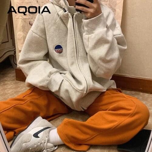 2020 Winter Streetwear Printing Womens Hoodies Sweatshirt Zip-Up Oversize Loose Warm Women Hoodies INS Fashion Female Pullover