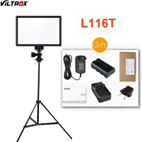 Viltrox L116T LCD Display Bi-Color & Dimmable Slim DSLR Video LED Light + Battery + Charger for Canon Nikon Camera DV Camcorder