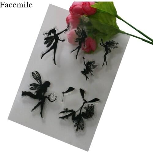 1PCS 15.7*11.3CM Facemile DIY Scrapbooking Stamp Butterfly Angel Girls Seal Sellos Transparent Clear Stamp Stempel Carimbo