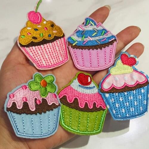 1Pcs Fruit Cup Cake Cute Patch Iron on Patches Embroidered Dessert for Kids Girls Clothes Jacket Fabric Applique Badge Stickers