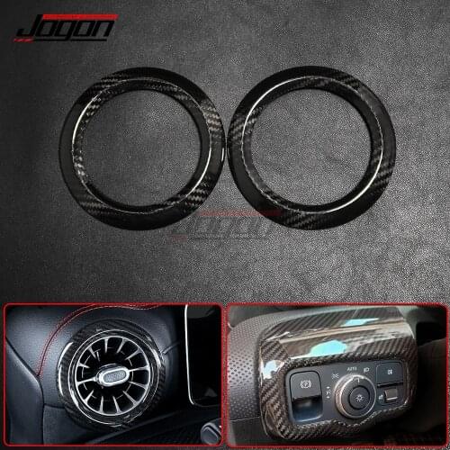 100% Carbon Fiber For Mercedes Benz CLA C118 CLA180 A45 2020 Car Headlight Dashboard Side AC Vent Air Conditioning Cover Trim