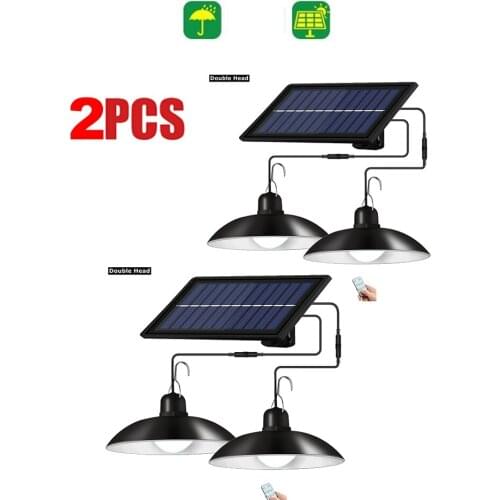 2pcs Retro Lampshade White SMD LED Solar Pendant Light Waterproof Pendant Sensitive Lamp for Farm Garden Yard Patio Balcony Hous