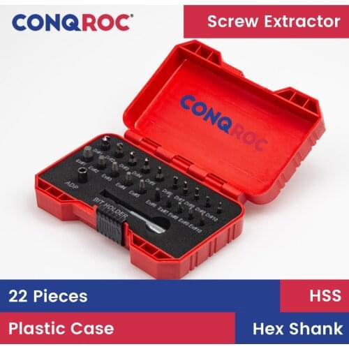 22 Pieces Damaged Screw Extractor Set Hex Shank HSS Broken Bolt Extractor Screw Easy Out Remover with Bit Holder Socket Adapter