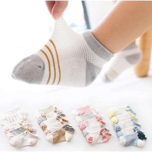5 Pair New Soft Cotton Boys Girls Socks Cute Cartoon Pattern Kids Socks For Baby Boy Girl 4 Kinds Style Suitable For 1-5Y