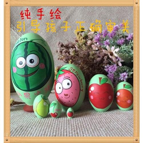 7pcs Wood Matryoshka Doll Hand Painted Cartoon Fruit Nesting Dolls Babushka Russian Doll Matryoshka Gift Kids Cognitive Toys