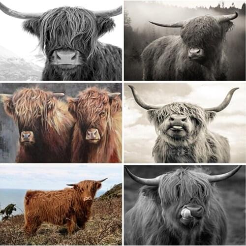 5D DIY Diamond Painting Cow Animals Full Square/Round Resin Diamond Embroidery Cattle Picture Cross Stitch Rhinestone Home Decor