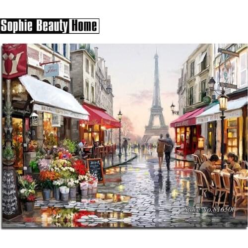 DIY Diamond Embroidery 5D Crystals Diamond Mosaic Paris Street&Tower Diamond Painting Cross Stitch Kits Rhinestones Gift 062611