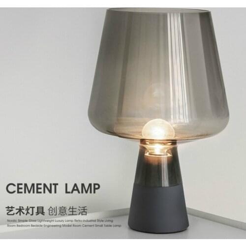 American Rural Creative Cement Desk Lamp Bedroom Bedside Ashtray Glass Lamp Post Modern Living Room Home Office Decorative Lamp