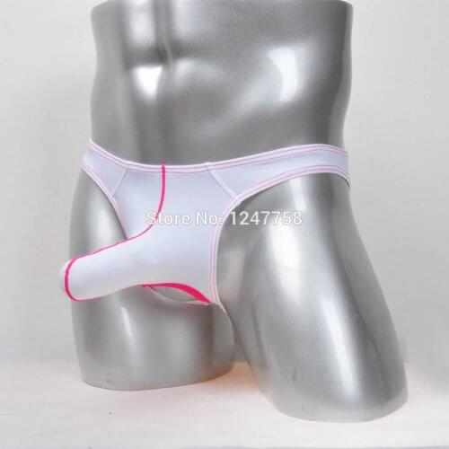 Men Ultra-thin Soft Briefs Underwear Sheer Mesh Smooth Ice Silk Brief Long Pouch With Balls Hole Bikinis Briefs