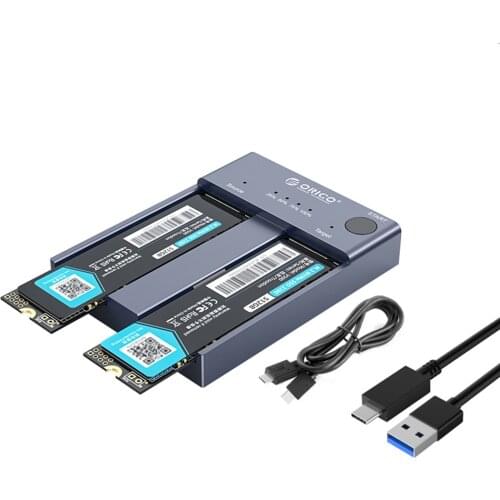 Computer PC Desktop Multifunctional Supplies USB 3. 1 Type-C Dual Bay M.2 NVMe SSD Docking Station 2242 2260 2280 22110