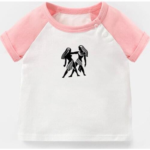 Constellation Gemini Design Design Aquarius Newborn Baby T-shirts Toddler Graphic Raglan Color Short Sleeve Tee Tops