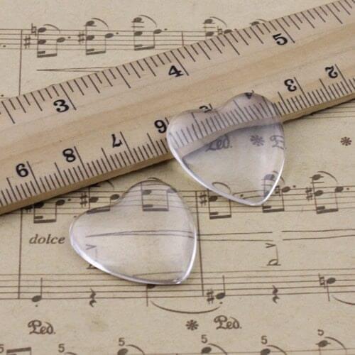 16x16mm Thickness:5mm Heart Flat Back Clear Glass Cabochon Dome Cameo Jewelry Finding 10pcs/lot (K02927)