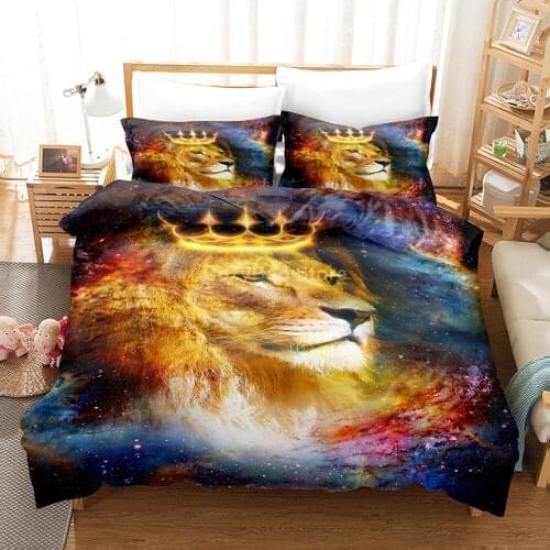 Cool Crown Lion Bedding Set Animal 3d Duvet Cover Sets Comforter Bed Linen Twin Queen King Single Size Fashion Luxury Modern