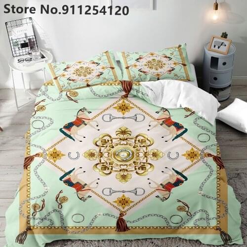 3D Horse Print Bedding Sets Vintgae Ethnic Duvet Cover Set Chain Bed Quilt Cover Queen King Size Bed Comforter Cover Sets