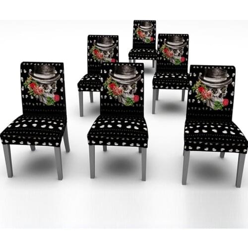 Creative Printing Skull Waterproof Oil-proof Table Cloth Fashion Home Decoration Textile Halloween Elastic Chair Cover