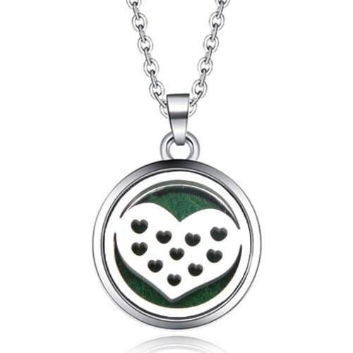 Love hollow pattern Aroma Pendant Necklace Stainless Steel Aromatherapy Essential Oil Diffuser Perfume Locket Pendant Jewelry