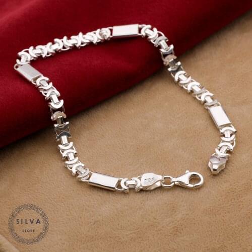 Silva Original 925 Sterling Silver Bracelets for Men S925 Silver Fashion Jewelry Gift Mens Cable Chains