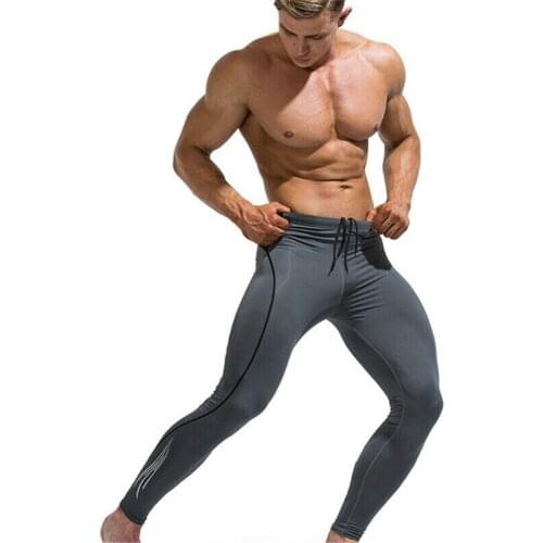 Mens Leggings Sport Pants Fitness Running Training Compression Gym Long Trousers