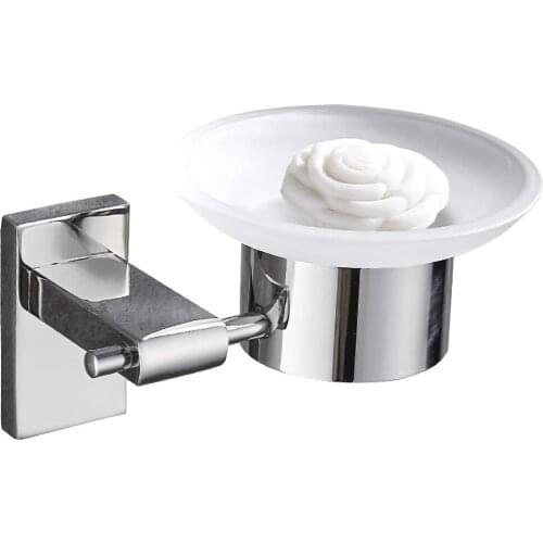 Soap Dish Wall-mounted Chrome Base With Acrylic Glass Soap Box Holders Bathroom Accessories Soap Dishes Case