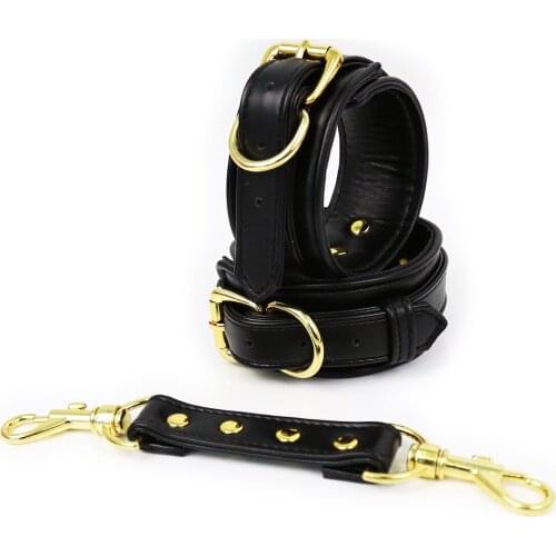 New High Quality Adjustable Leather Handcuffs with Soft Padded for Men Women Sex Bdsm Bondage Toy to Wrist Restraint Ankle Cuffs