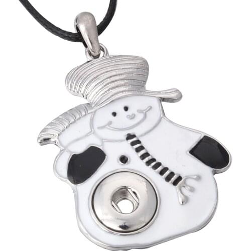 New 12mm 18mm Snap Jewelry Snap Button Necklace Snowman Necklace for Women Fit DIY 18mm&12mmSnap Buttons Jewelry Christmas Gifts