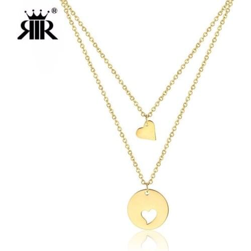 RIR Mother Daughter Heart Necklace Stainless Steel Double Layer Necklace Piece of My Heart Sisters Mothers Day Gift Mom Necklace