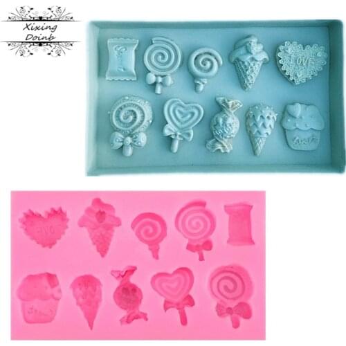 Ice cream lollipop shape silicone mold fudge craft tool chocolate resin clay mold kitchen baking supplies