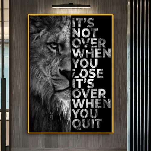 Modern Wild Lion Motivational Quote Canvas Painting Wall Art Posters Prints Wall Pictures for Living Room Office Cuadros Decor