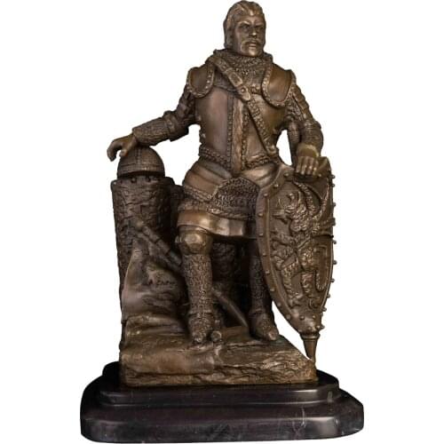Medieval Rome Soldier Statue Bronze National Protection Army Warrior Sculpture Antique Art Home Decor Ornament