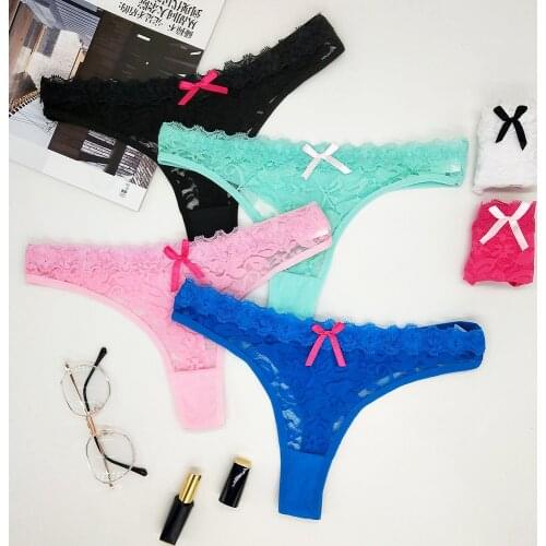 Fashion New 2020 See Through Thongs Women Sexy Panties Lace Lingerie Femme G Strings Ladies Underwear Woman Tanga Mujer 12 Pcs
