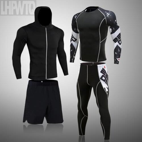 Top Mens Thermal underwear Sets Compression Long Johns Sport Suits Tights Clothes Gym Fitness Quick Dry Basketball Tights Set